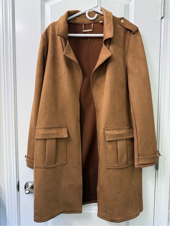Tahari Jackets & Blazers - Tahari Camel Suede-Style Trench Coat
